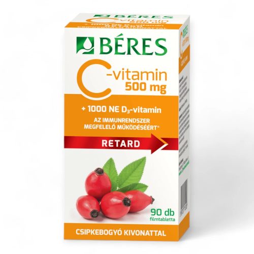 Béres C vitamin 500mg csipkebogyó D3 vitamin 1000NE 90X