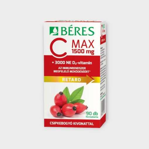Béres C Max 1500 mg Retard filmtabletta csipkebogyó kivonattal + 3000 NE D3-vitamin