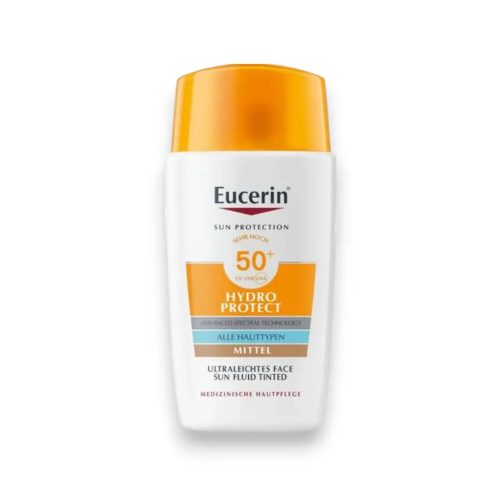 Eucerin Sun Hydro-Protect Ultrakönnyű színezett napozó fluid arcra SPF 50+ Medium 