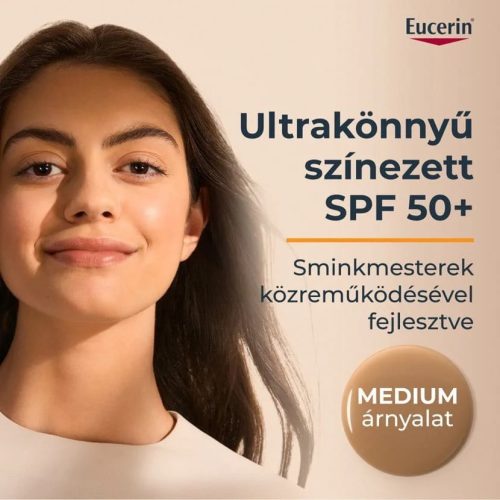 Eucerin Sun Hydro-Protect Ultrakönnyű színezett napozó fluid arcra SPF 50+ Medium 
