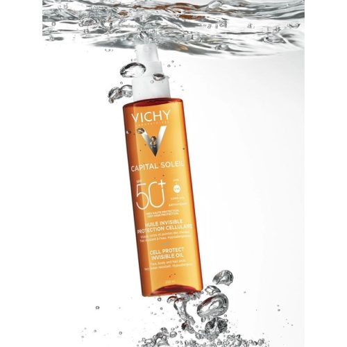 Vichy Capital Soleil Cell Protect láthatatlan Olaj SPF50+ Arcra, testre és hajvégekre 200ml